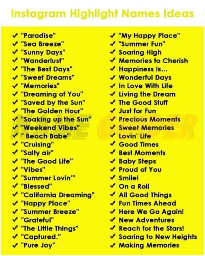 500+ Instagram Highlight Name Ideas (2024) Name Guider
