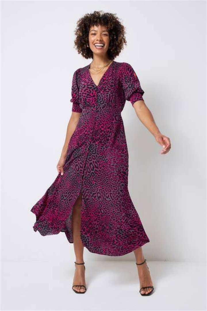 Blouson Sleeve Midi Tea Dress