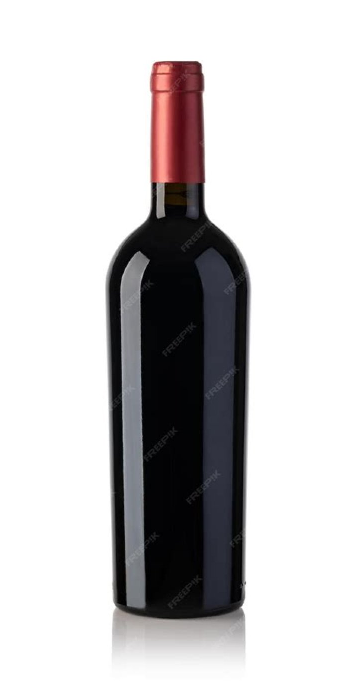 bottle of red wine on a white background