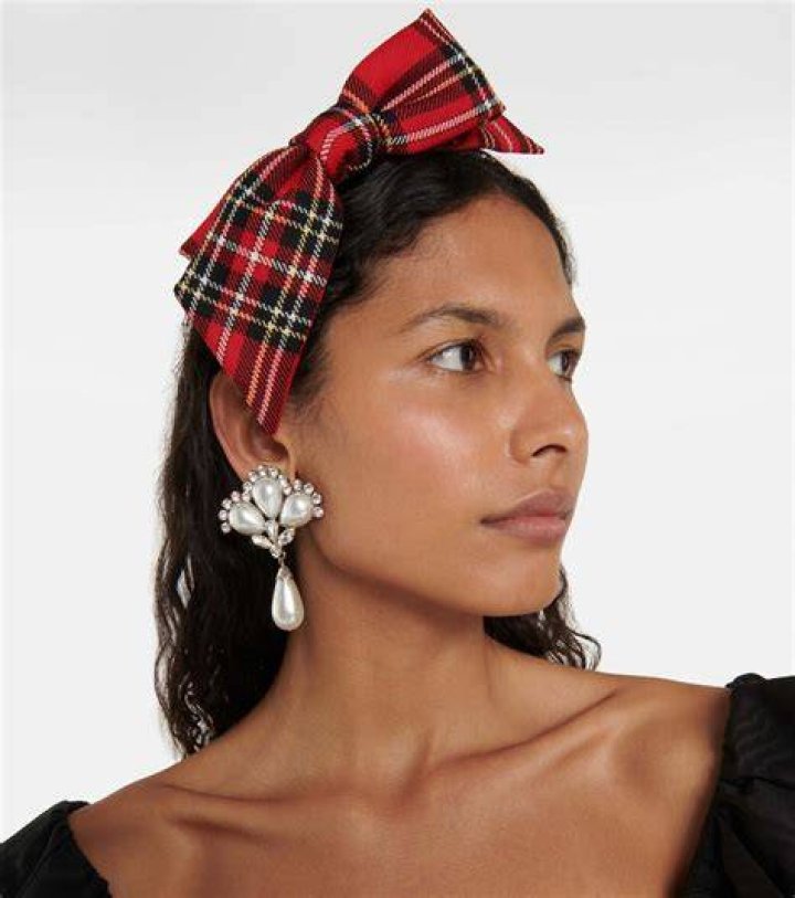 Bow-embellished cotton headband - Alessandra Rich