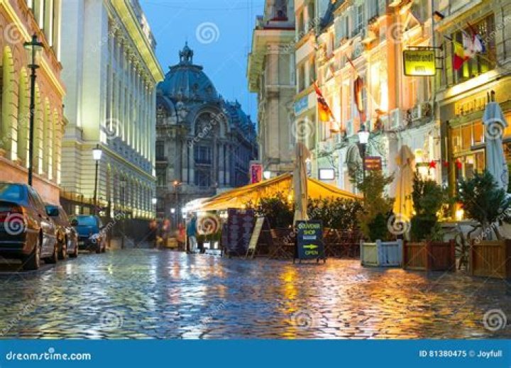 Bucharest, Romania, pictured on Oct. 15, 2022. A Romanian Orthodox building is on the left.