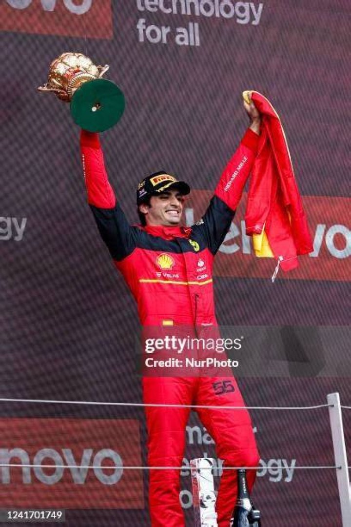 Carlos Sainz celebrating his podium finish at the 2021 Monaco Grand Prix.