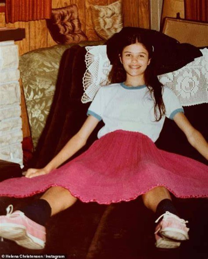 Fashion forward: An animated Helena showcased her sense of style as she sprawled herself out on a sofa in a hot pink flowing maxi skirt, which she combined with a white tee
