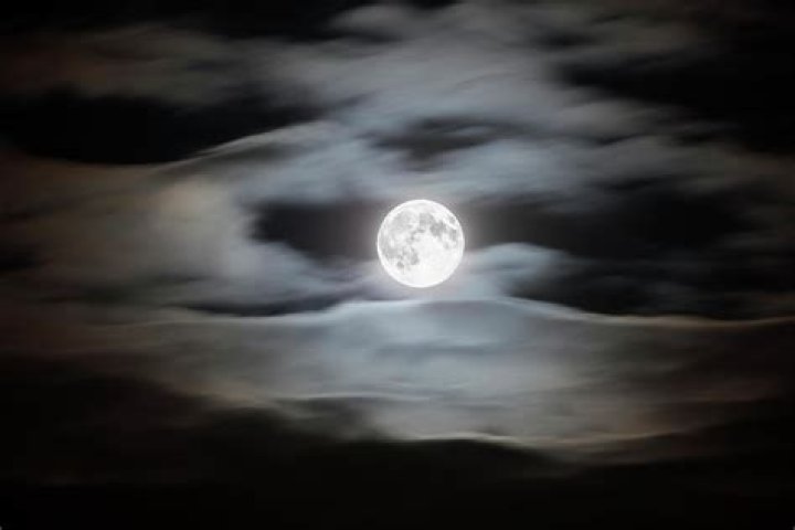 Full moon in a cloudy sky