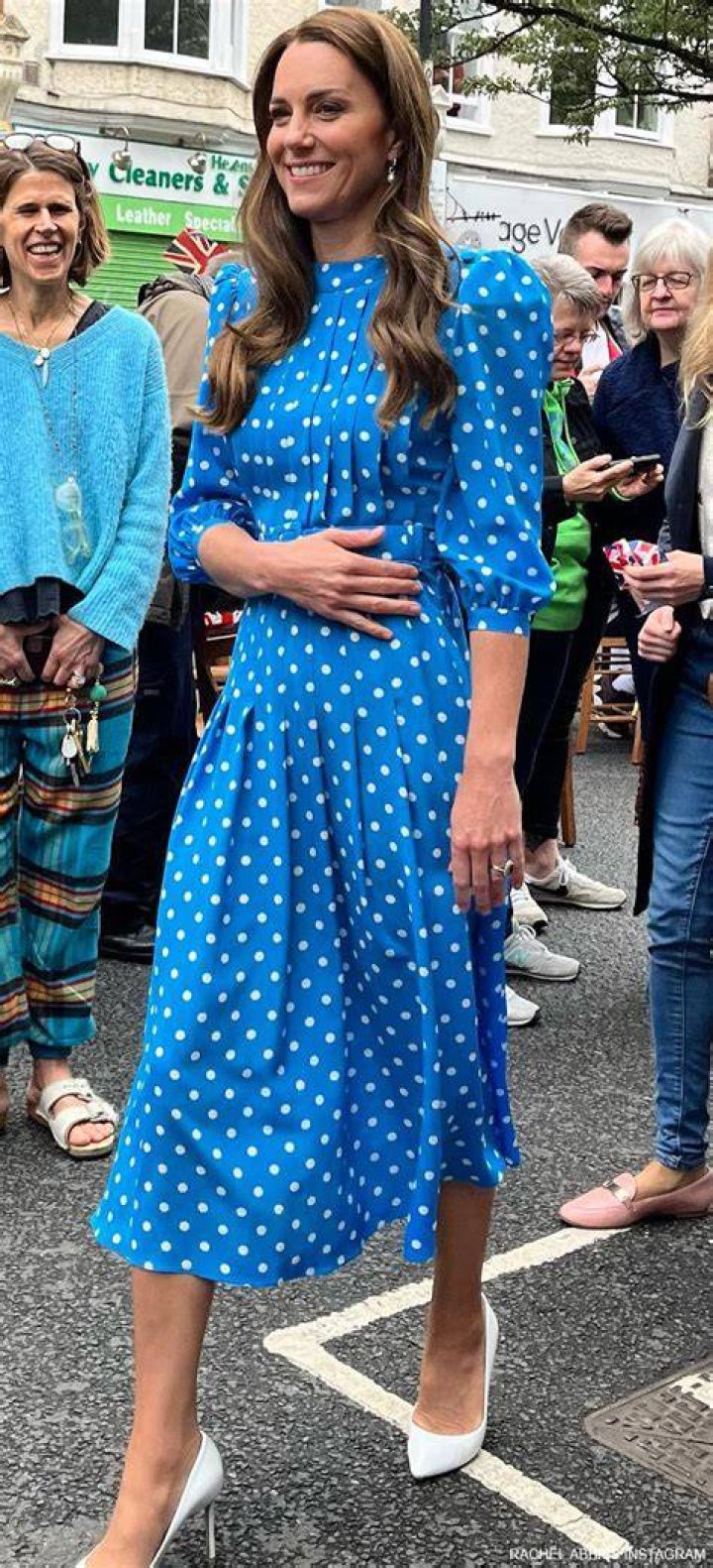 kate blue polka dot dress