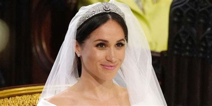 Meghan Markle wearing tiara and veil