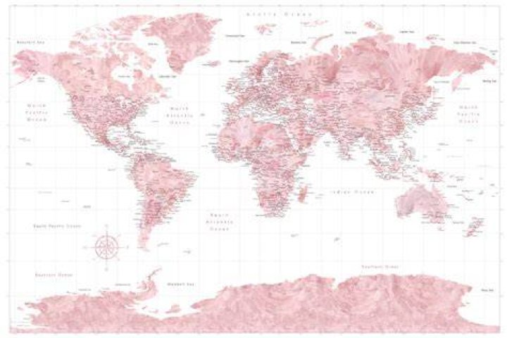 pink world map