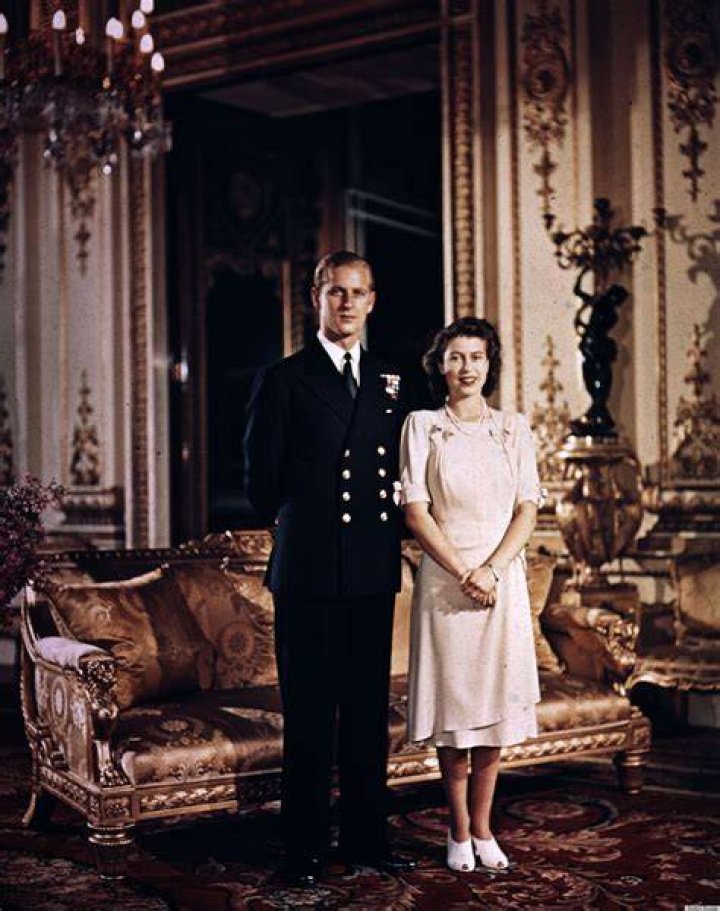 Queen Elizabeth with phillip in wedding outfits