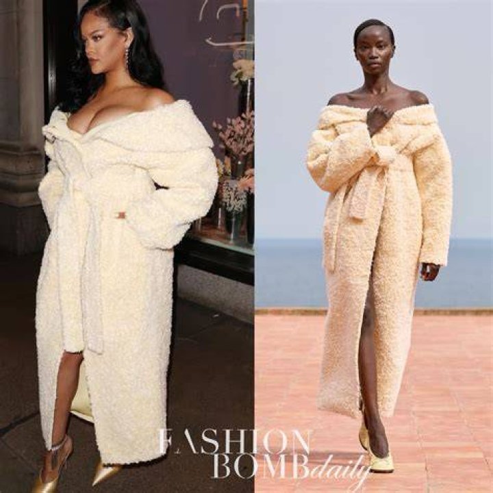rihanna in cream coat in colorado 
