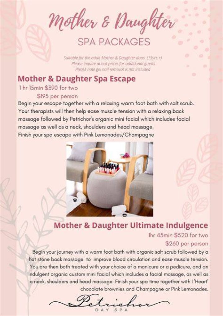 Spa experience for Mother's Day