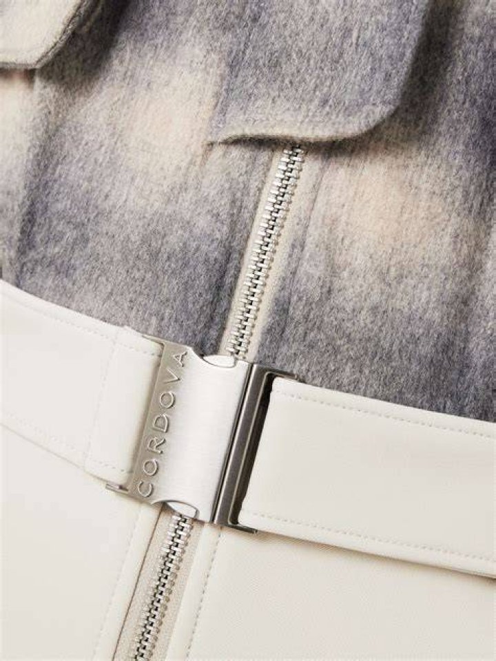 The Telluride belted two-tone wool-blend and twill ski suit