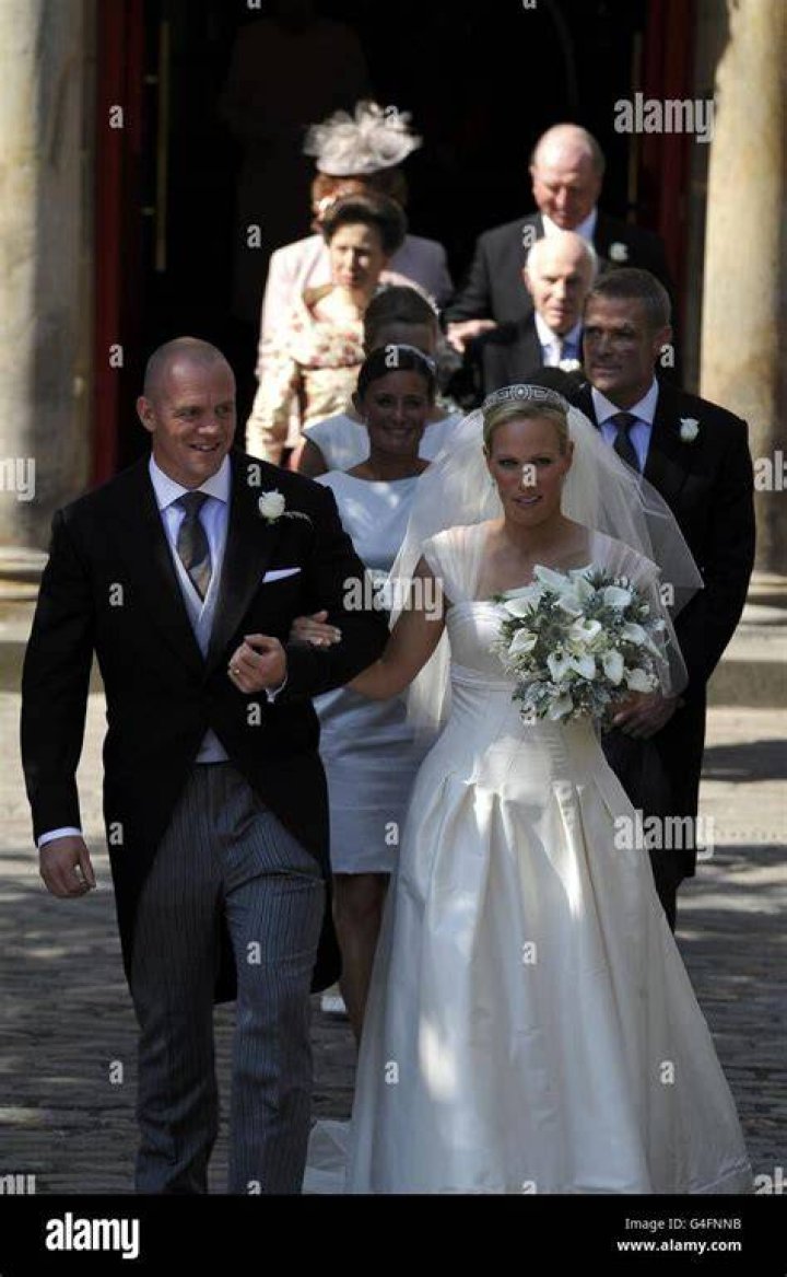 Zara Phillips (C) and Mike Tindall arrive to attend the Royal Wedding of Prince William to Catherine Middleton at Westminster Abbey on April 29, 2011 in London, England.