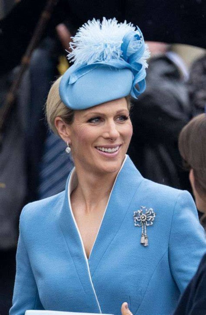 Zara Phillips in a white co-ord and Dolly Maude in a blue silk dress