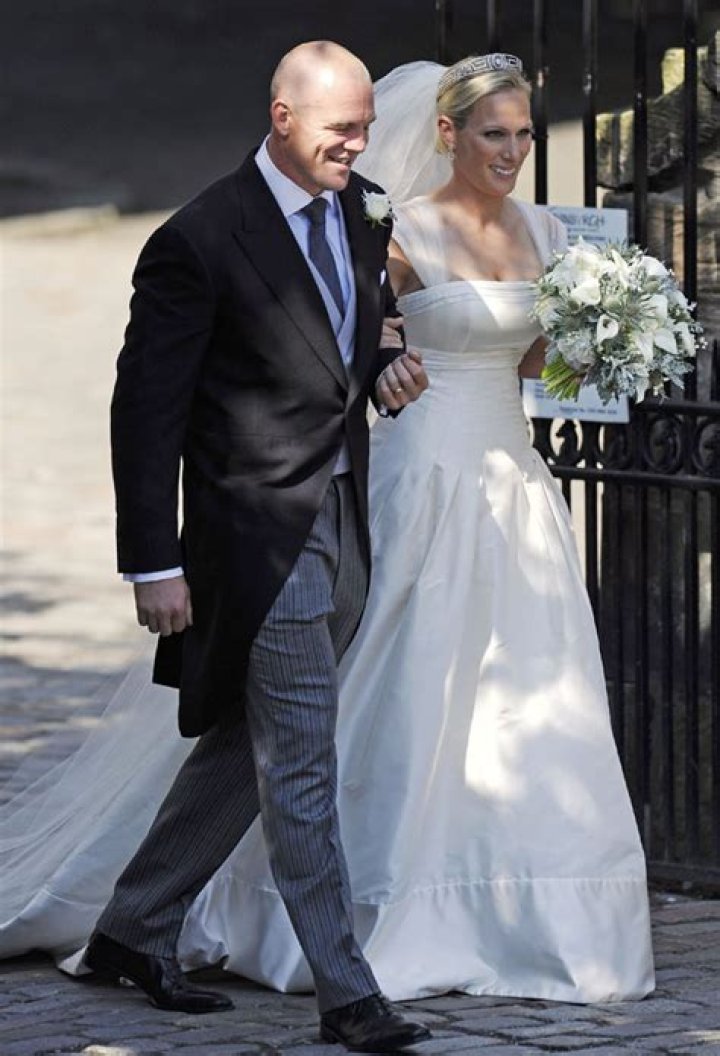 Zara Phillips in wedding dress and veil